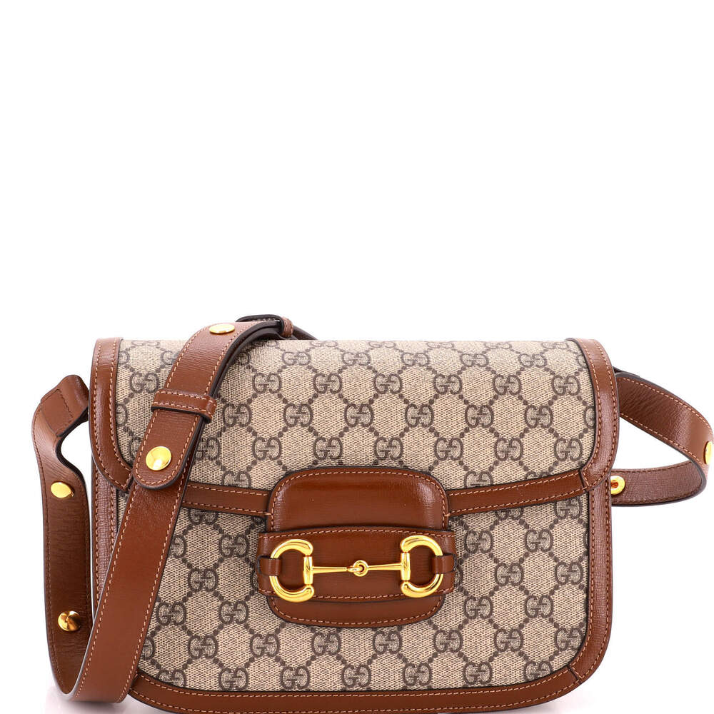 Gucci Small Horsebit 1955 Shoulder Bag GG Coated Canvas with Leather